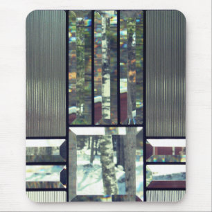 Tapis De Souris Verre biseauté look gris argent noir