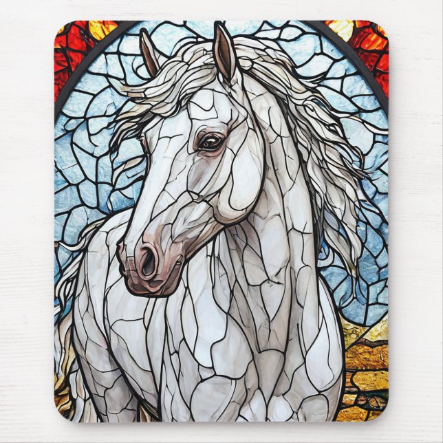 Tapis De Souris Verre coloré Cheval Blanc (Devant)