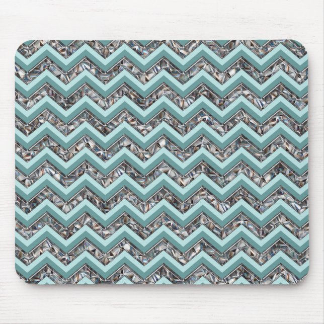 Tapis De Souris Verre coupé foncé et Zigzag Turquoise (Devant)