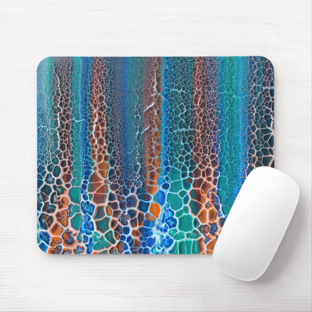 Tapis De Souris Verre Turquoise orange abstrait (Avec souris)