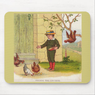Tapis De Souris vers 1900 Alimenter les poulets