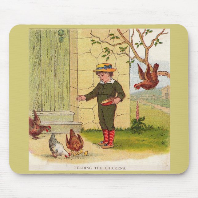 Tapis De Souris vers 1900 Alimenter les poulets (Devant)