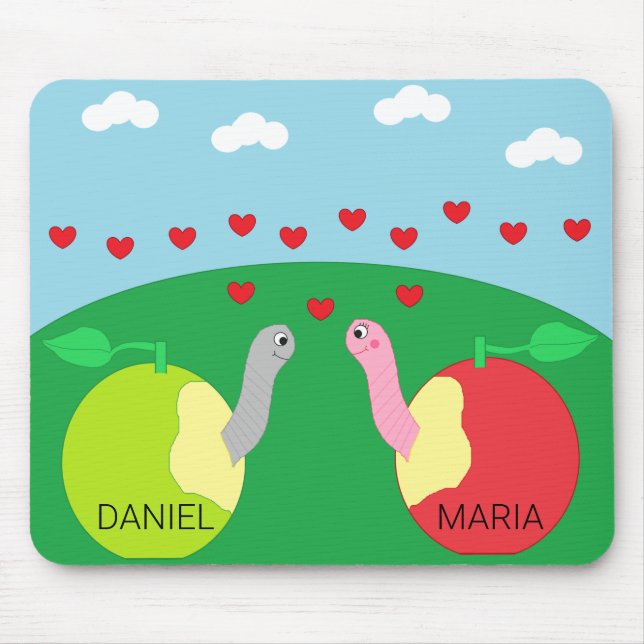 Tapis De Souris Vers de terre amoureux : (Devant)
