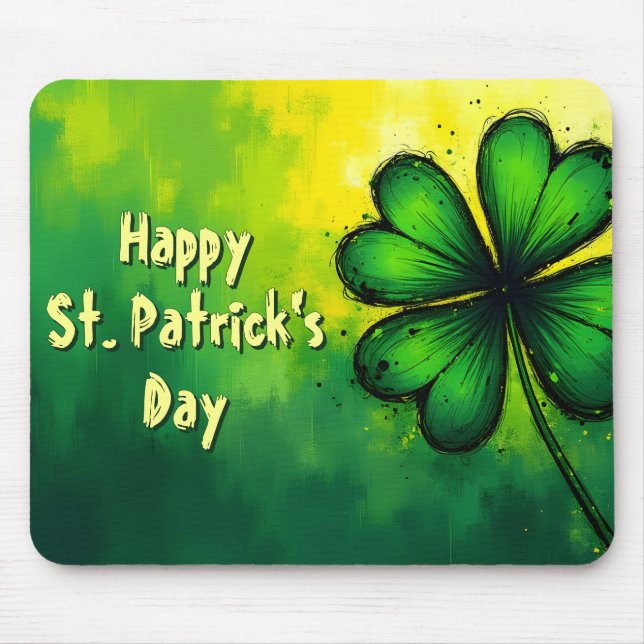 Tapis De Souris Vert, Bonheur & Joie - Bonne Saint-Patrick ! (Devant)