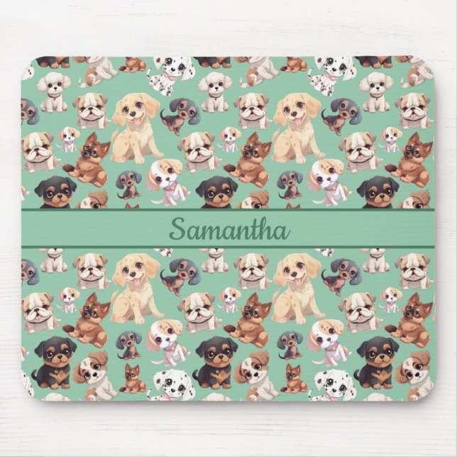 Tapis De Souris Vert Chien Chien Chien Mignonne (Devant)