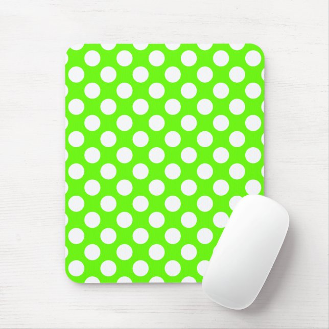Tapis De Souris Vert citron et pois blanc (Avec souris)