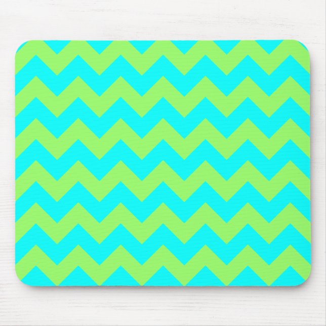 Tapis De Souris Vert clair et zigzag aqua (Devant)