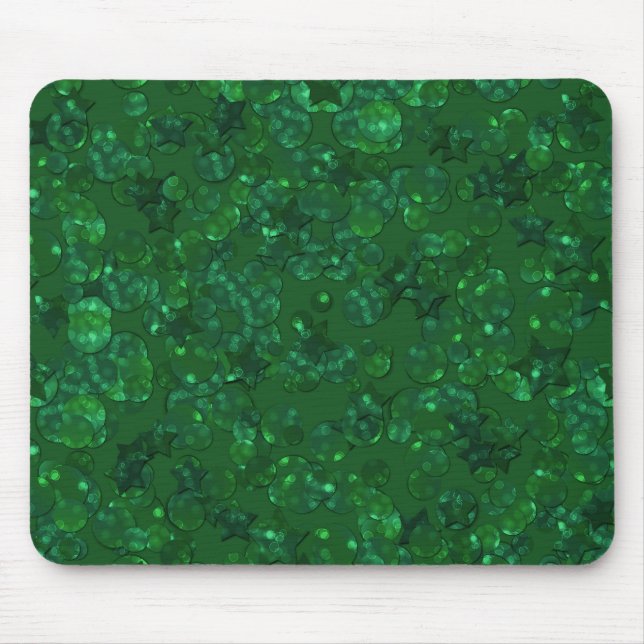 Tapis De Souris Vert, confetti, parties scintillant (Devant)