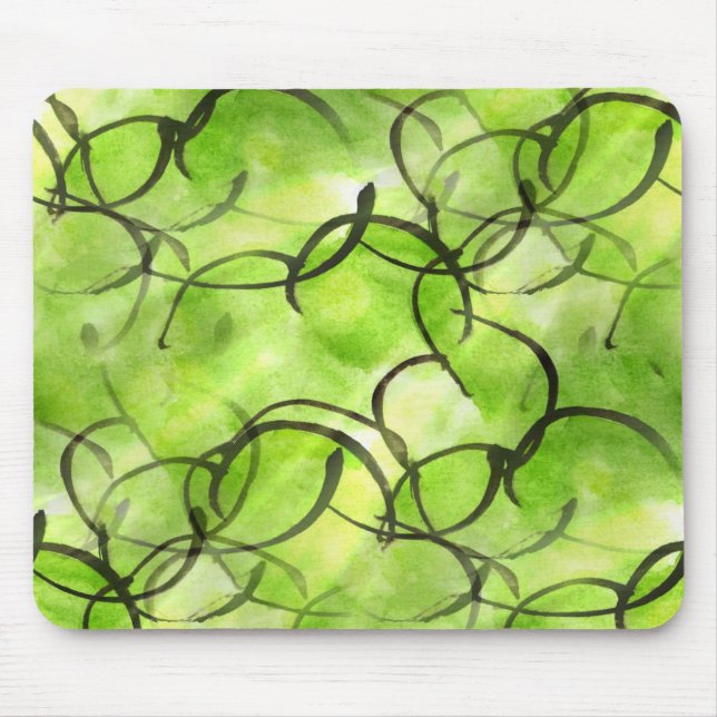 Tapis De Souris vert d'arrière - plan de peinture de main (Devant)