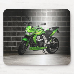 Tapis de souris vert de moto