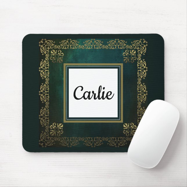 Tapis De Souris Vert émeraude foncé Mousepad Vintage (Avec souris)