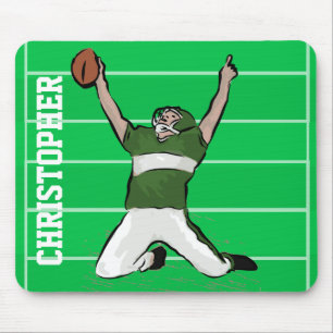 Tapis De Souris Vert et blanc faits sur commande de touchdown de