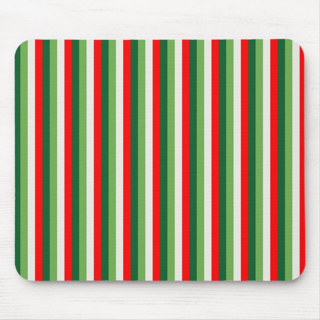 Tapis De Souris Vert, étoile blanche et trèfle rouge rayures fines (Devant)