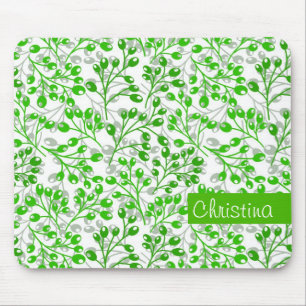 Tapis De Souris Vert feuillet Motif Moderne Élégant Monogramme