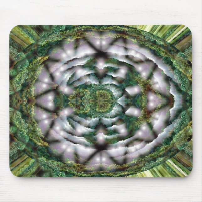 Tapis de souris vert foncé jaune design abstrait (Devant)