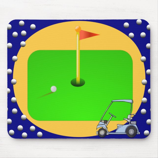 Tapis De Souris Vert jouant au golf (Devant)