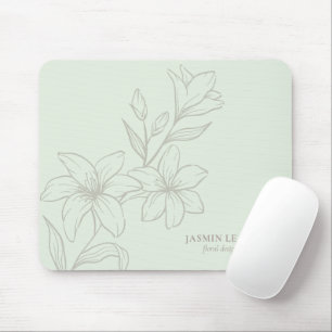 Tapis De Souris Vert menthe Flore minimale chic
