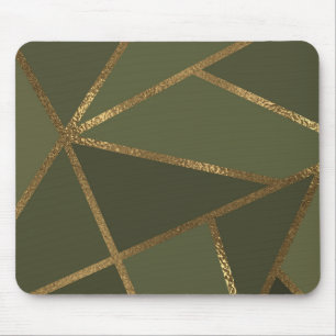 Tapis De Souris Vert olive Or Bronze Géométrique Glam Chic Bureau