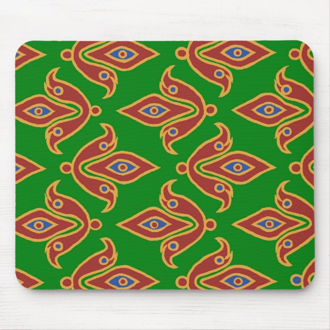 Tapis De Souris Vert, Rouge, Fleur de lys Mousepad (Devant)