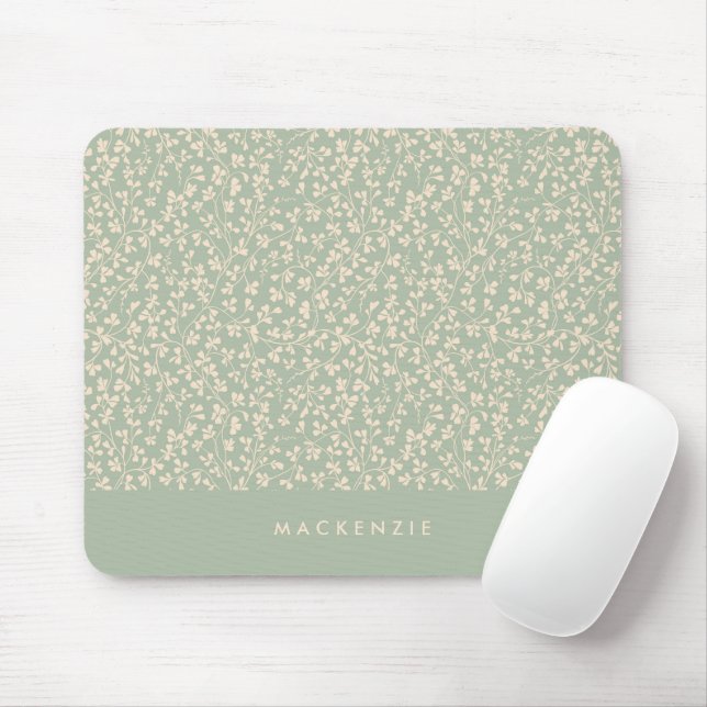 Tapis De Souris Vert sauge botanique personnalisé  (Avec souris)