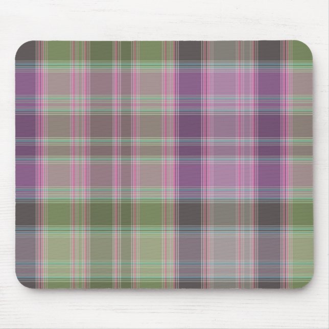 Tapis De Souris Vert, tartan classique lilas. (Devant)