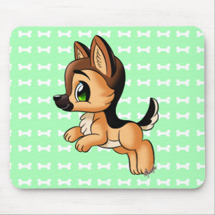 Tapis De Souris Vert tiré par la main espiègle mignon Mousepad d