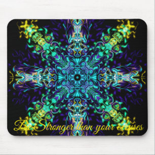 Tapis De Souris Vert Turquoise Psychédélique Bohème Mandala