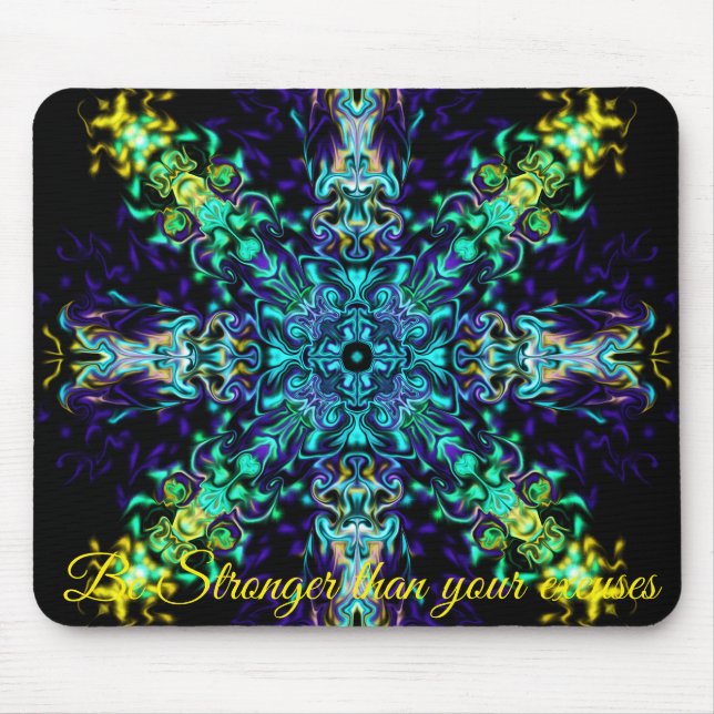 Tapis De Souris Vert Turquoise Psychédélique Bohème Mandala (Devant)