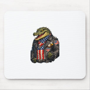 Tapis De Souris Veste en cuir de motard d'alligator patriotique fé