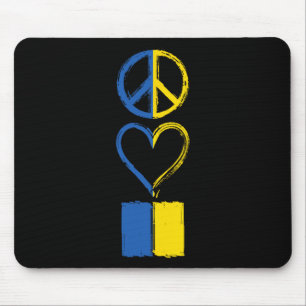 Tapis De Souris Vêtements avec drapeau ukrainien Peace Love Ukrain