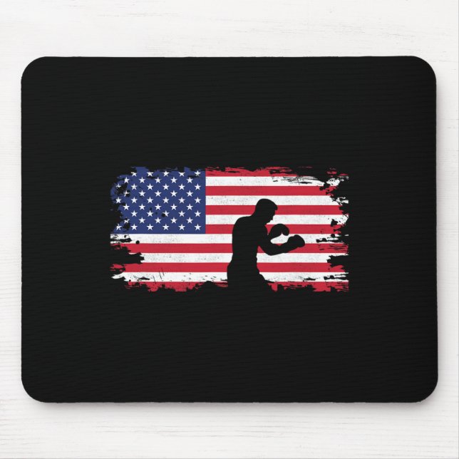 Tapis De Souris Vêtements de boxe Drapeau Américain - Femmes de bo (Devant)