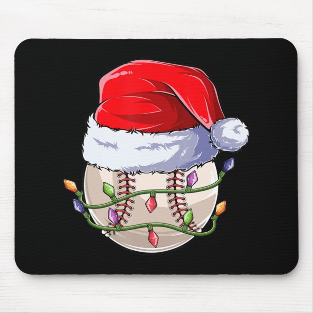 Tapis De Souris Vêtements de Noël de baseball, Fun Christma Sant (Devant)