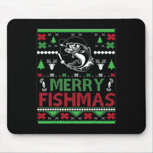 Tapis De Souris Vêtements de Noël pour la pêche aux poissons laids