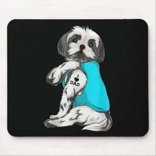 Tapis De Souris Vêtements de tatouage Shih Tzu j'aime papa, Cadeau
