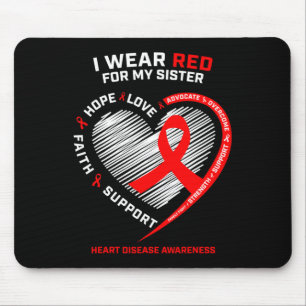 Tapis De Souris Vêtements Hommes Soeur Rouge Maladie de Coeur Déce