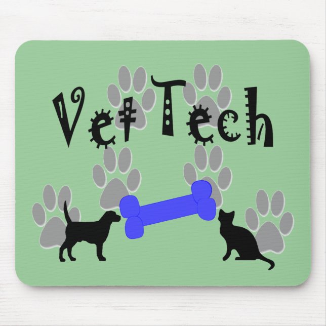 Tapis De Souris Vétérinaire TECH avec l'os de chien (Devant)