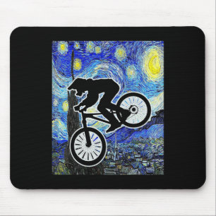 Tapis De Souris Vététiste Nuit Étoilée Mtb Van Gogh Montagne