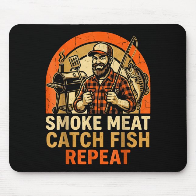 Tapis De Souris Viande fumée attraper poisson répéter barbecue pap (Devant)