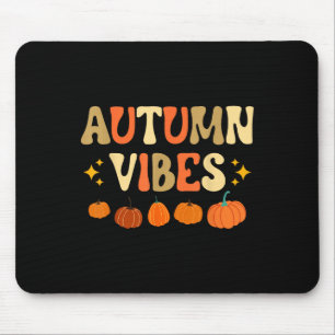 Tapis De Souris Vibes d'automne Femmes Hommes Enfants Groovy Flora