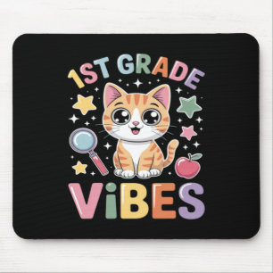 Tapis De Souris Vibes de 1re année Retour à l'école Chat mignon po