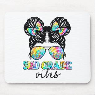 Tapis De Souris Vibes de 3e année Messy Hair Bun Girl Ck To School