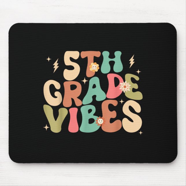 Tapis De Souris Vibes de 5e année Groovy Retour à l'école (Devant)
