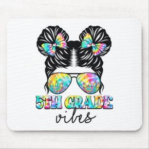 Tapis De Souris Vibes de 5e année Messy Hair Bun Girl Ck To School