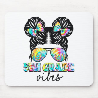 Tapis De Souris Vibes de 5e année Messy Hair Bun Girl Ck To School