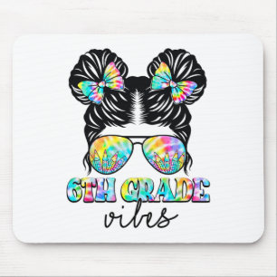 Tapis De Souris Vibes de 6e année Messy Hair Bun Girl Ck To School