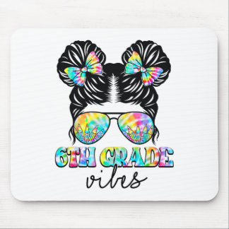 Tapis De Souris Vibes de 6e année Messy Hair Bun Girl Ck To School