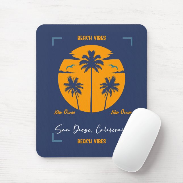 Tapis De Souris Vibes de plage San Diego (Avec souris)