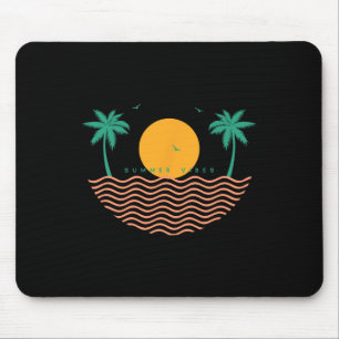 Tapis De Souris Vibes d'été Coucher de soleil Vague Plage Mer Sole