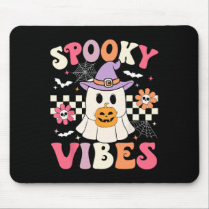 Tapis De Souris Vibes Éffrayantes super Retro Ghost Holding Citrou