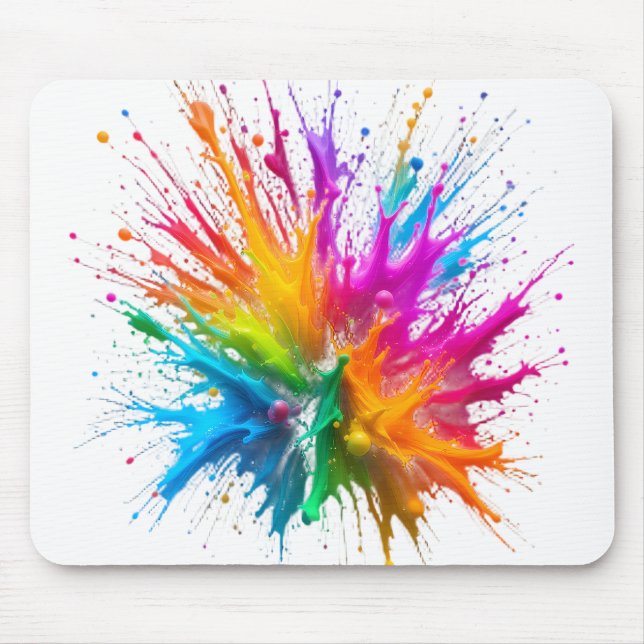 Tapis De Souris Vibrant Rainbow Paint Splatter Explosion (Devant)